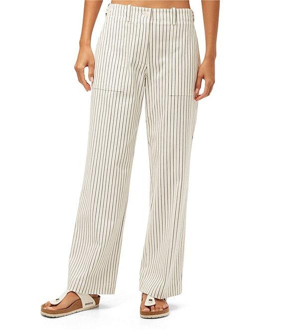 Trina Turk Antonia Stripe Print Mid Rise Straight Leg Pants Product Image