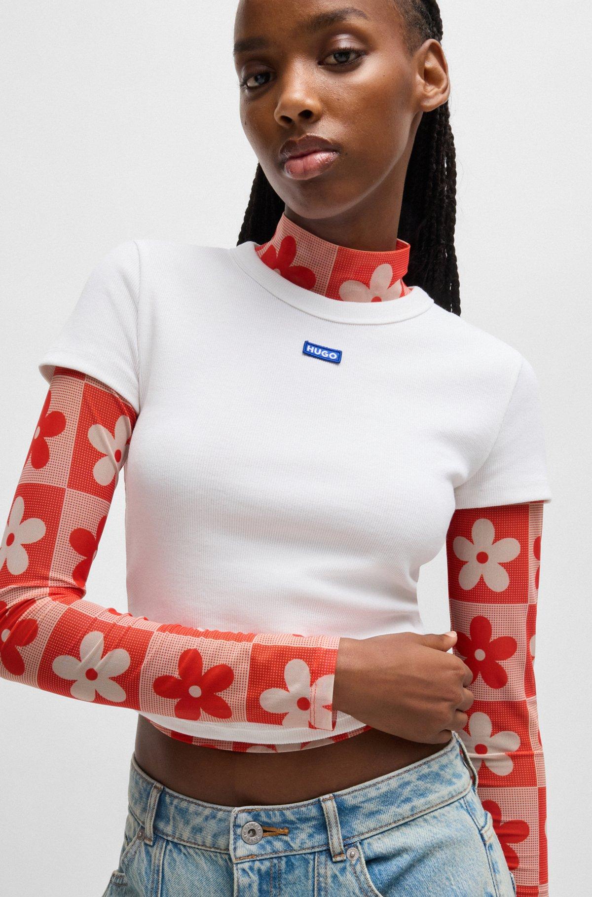 Slim-fit stretch-cotton shirt with logo tape Product Image