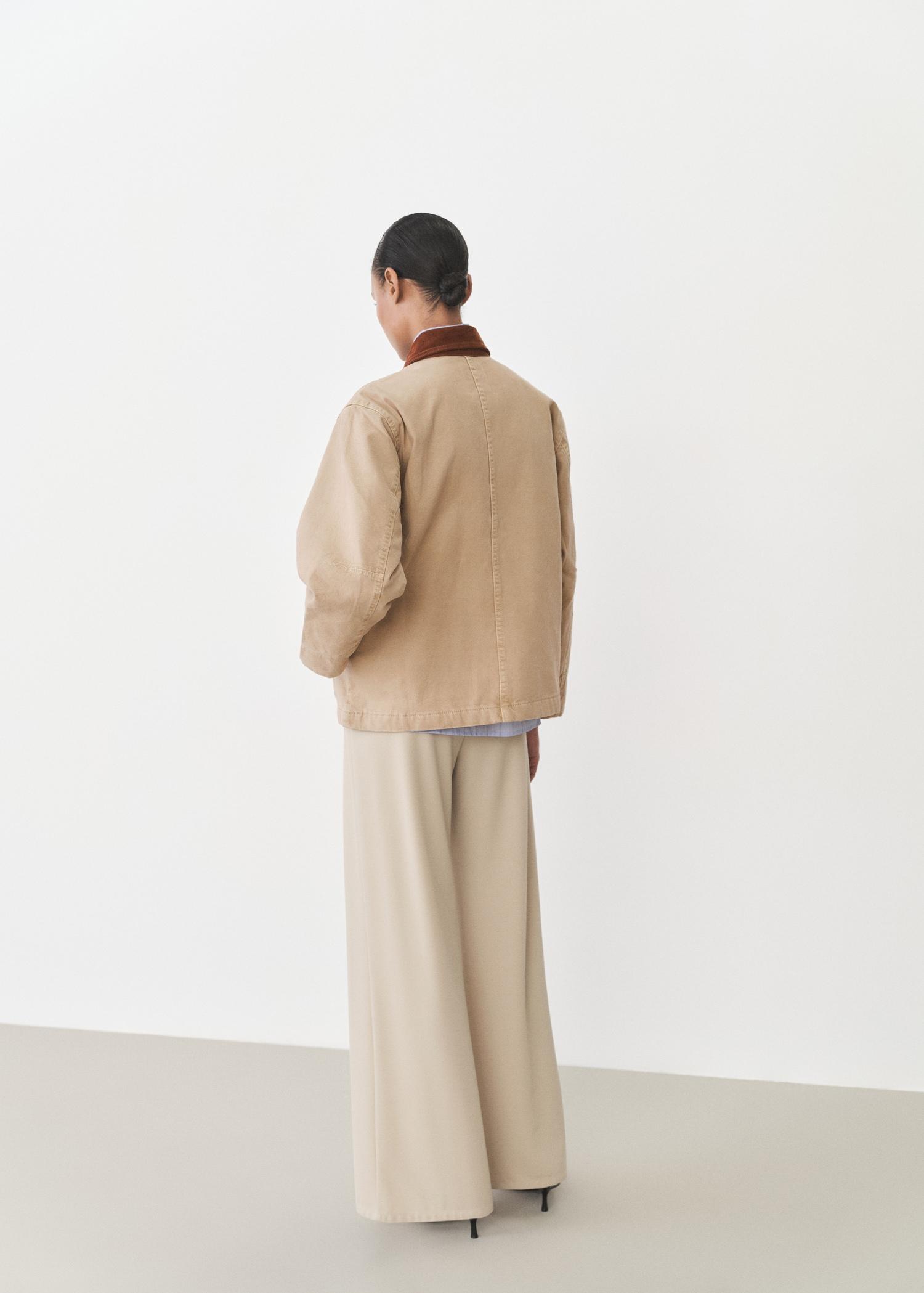 Denim parka with contrasting collar - Women | MANGO USA Product Image