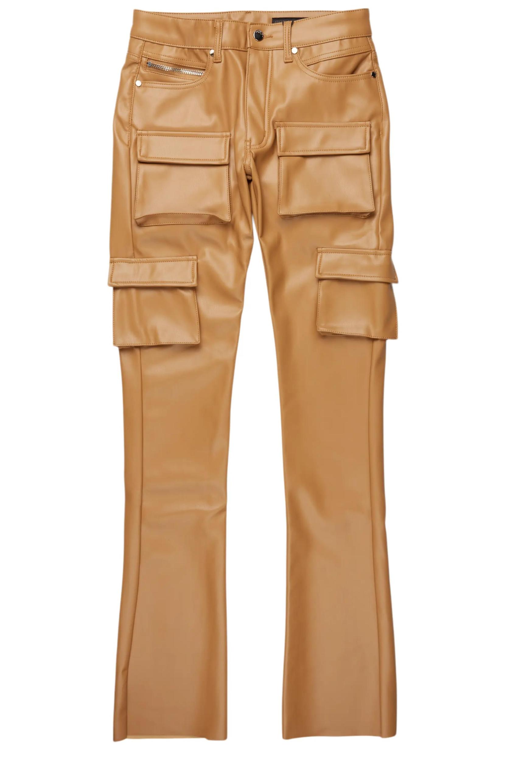 Khaza Beige PU Leather Jean Male Product Image