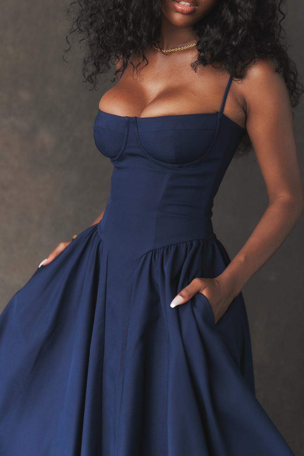 Samaria  french navy corset sundress Product Image