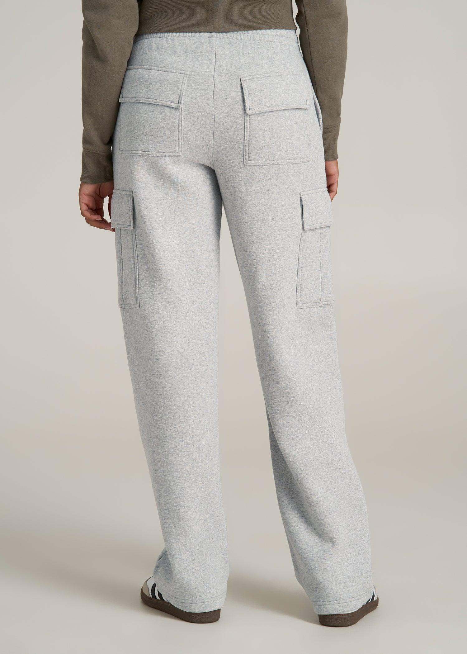 Mid Rise Cargo Fleece Sweatpants for Tall Women in Grey Mix Female Product Image