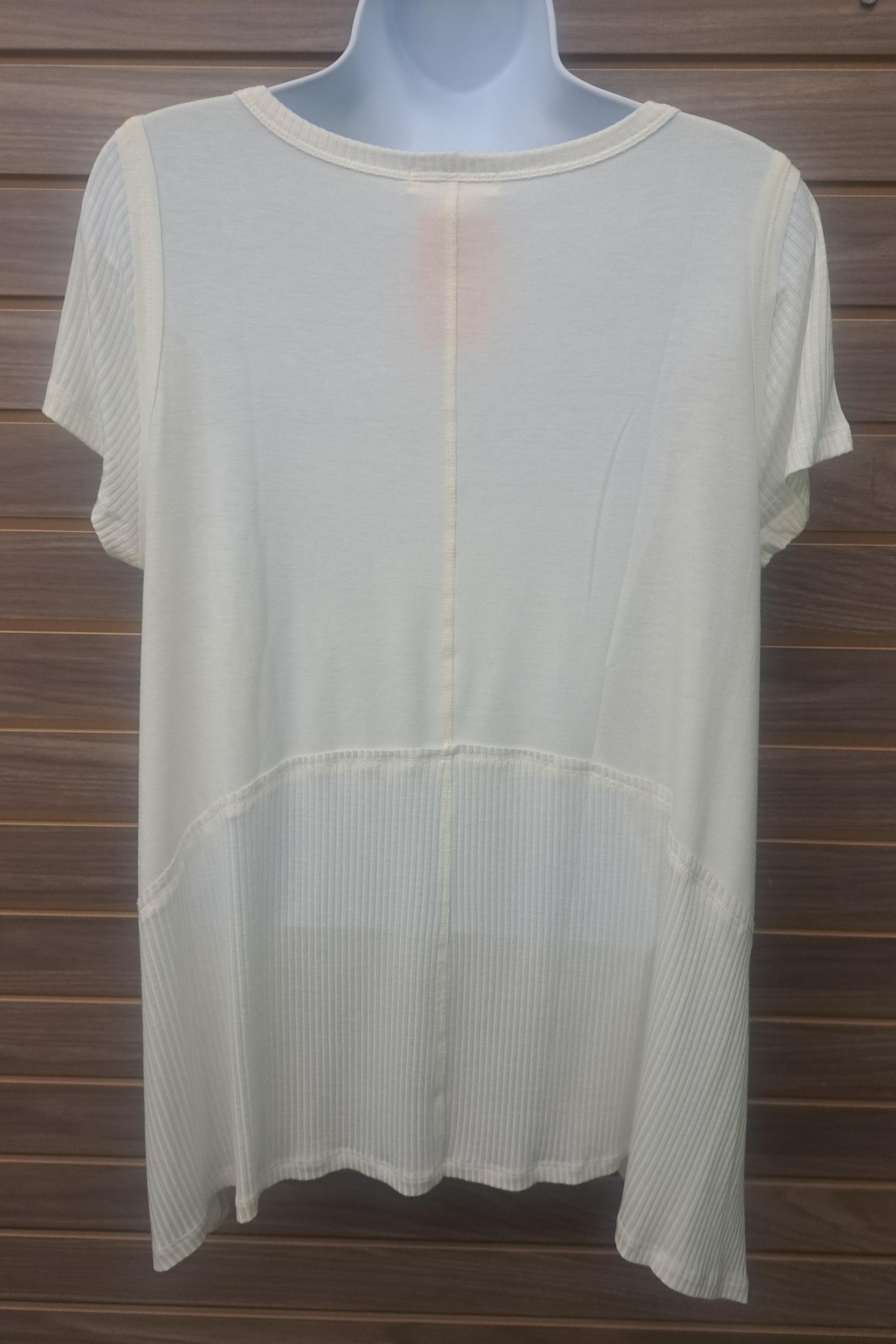 Ivory tee with ribbed inset Product Image