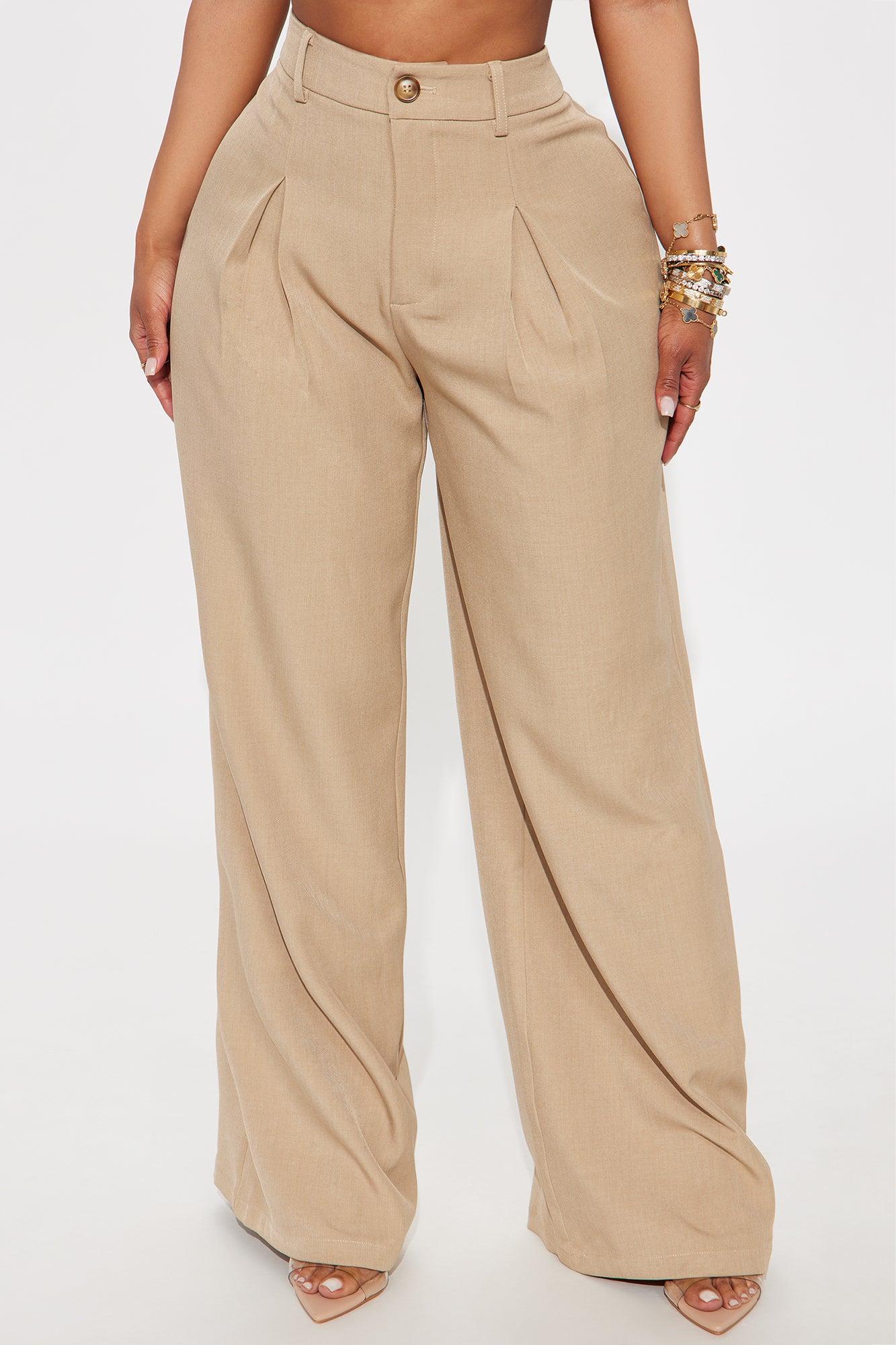 Alena Crepe Wide Leg Trouser Pant - Beige Female Product Image