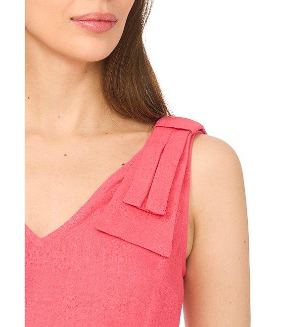 CeCe Woven V-Neck Sleeveless Bow Shoulder Tank Product Image