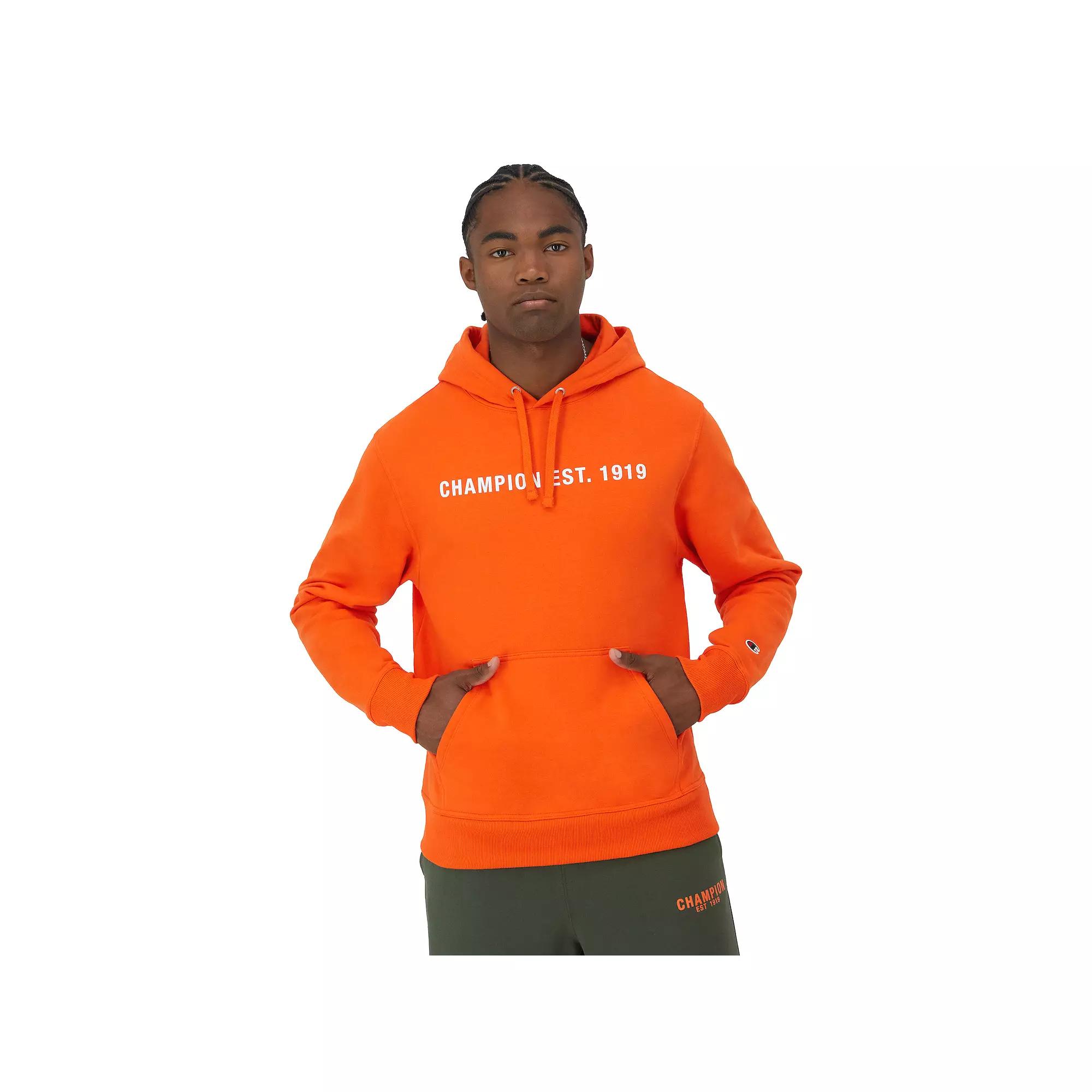 Men's Champion® Est. 1919 Powerblend Graphic Hoodie, Size: Small, Orange Product Image