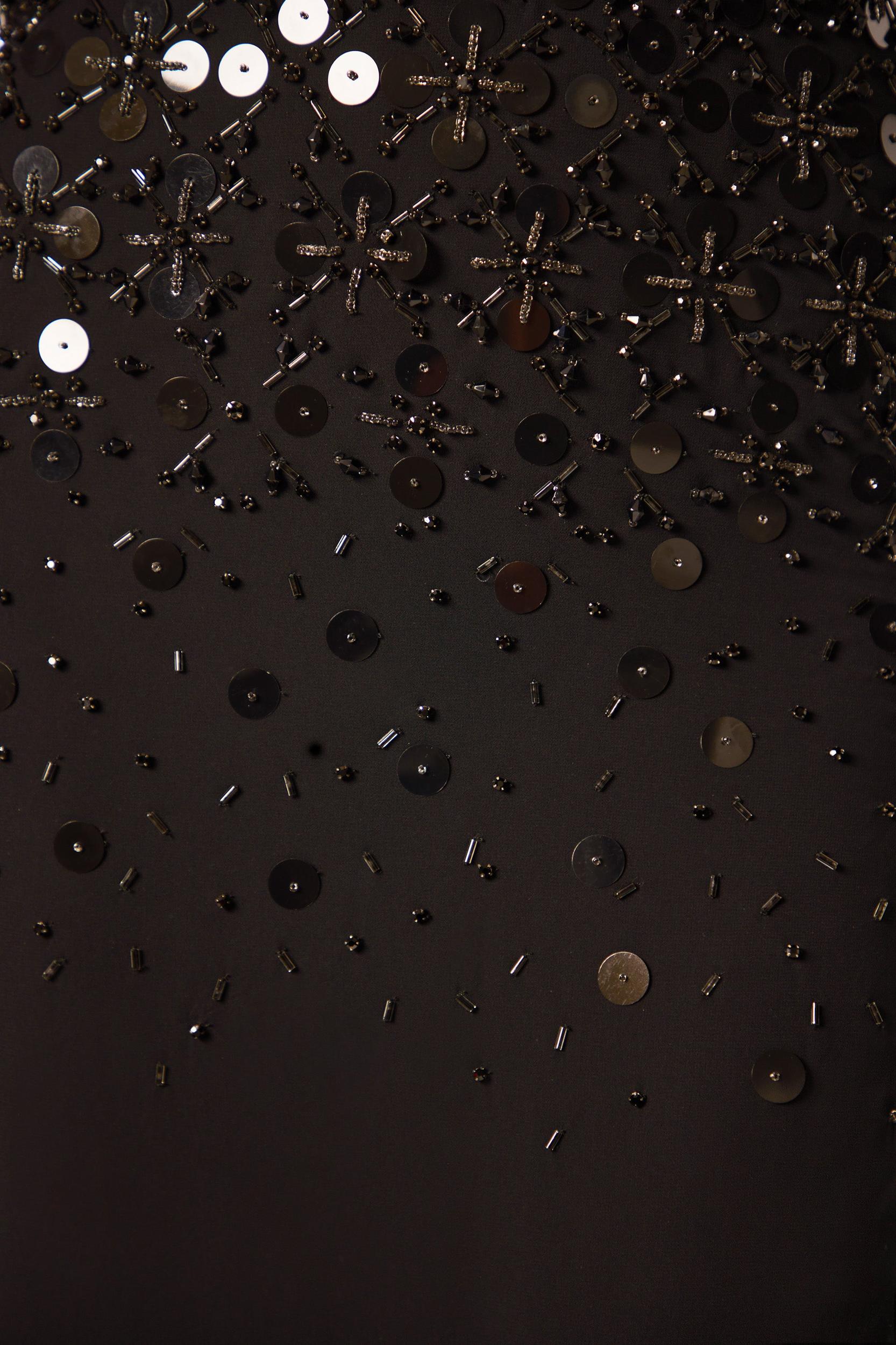 Hand Embellished Bandeau Maxi Dress in Black Product Image