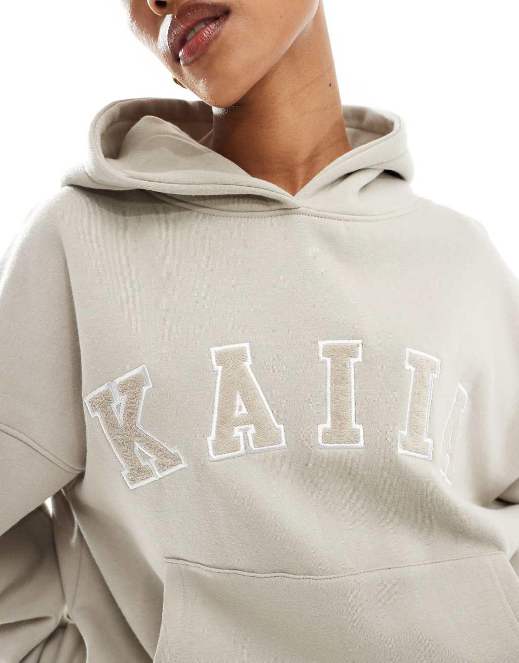 Kaiia logo oversized hoodie in stone - part of a set Product Image