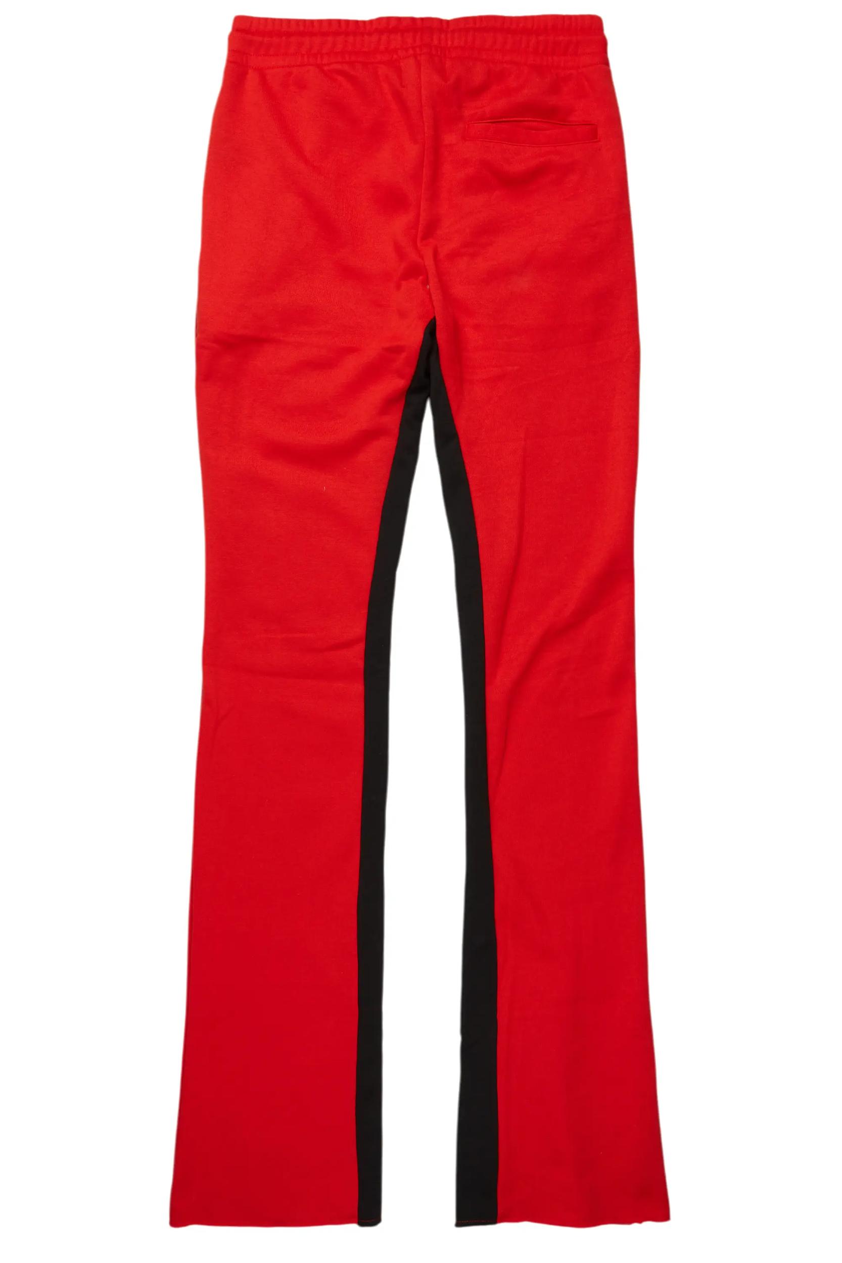 Uko Red Stacked Baggy Track Pant Male Product Image