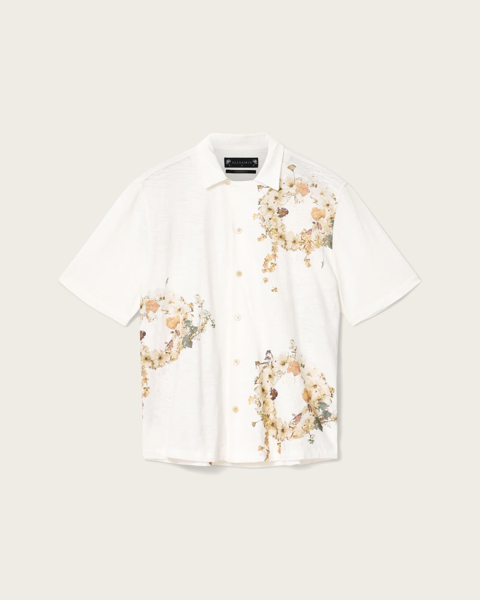 Fleur Oversized Short Sleeve Shirt Ecru | ALLSAINTS US Product Image