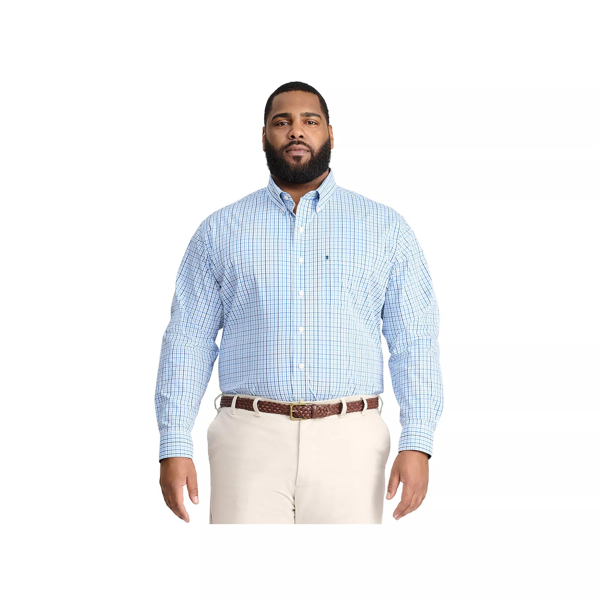 Big & Tall IZOD Performance Long Sleeve Plaid Button Down Shirt, Men's,  Product Image