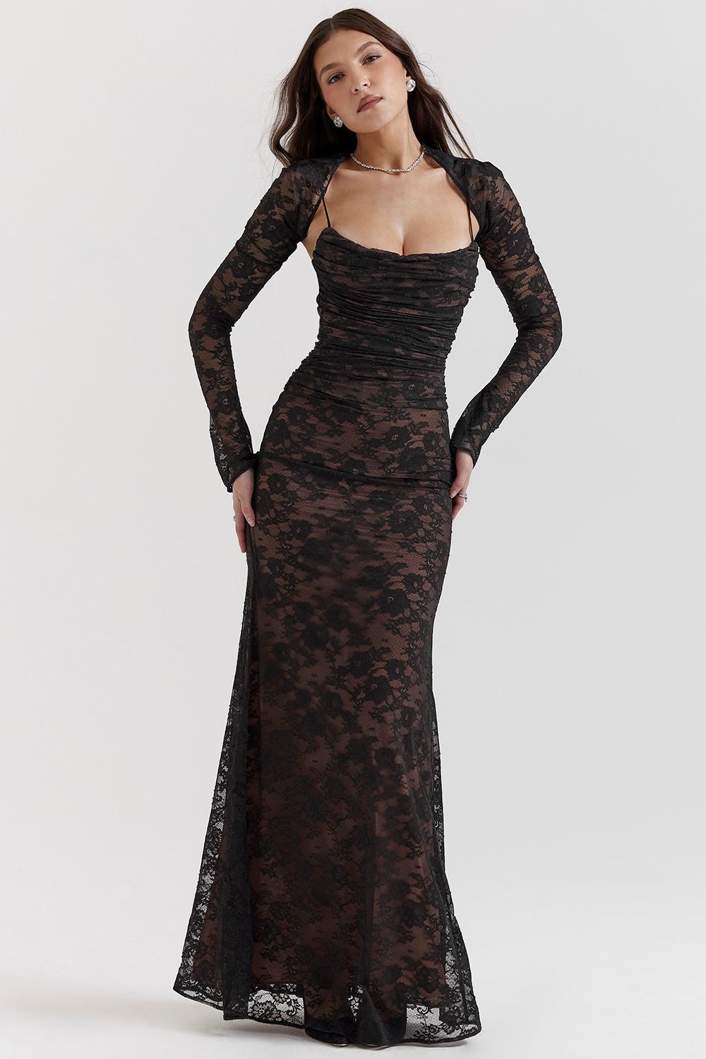 Artemis  black lace maxi dress Product Image