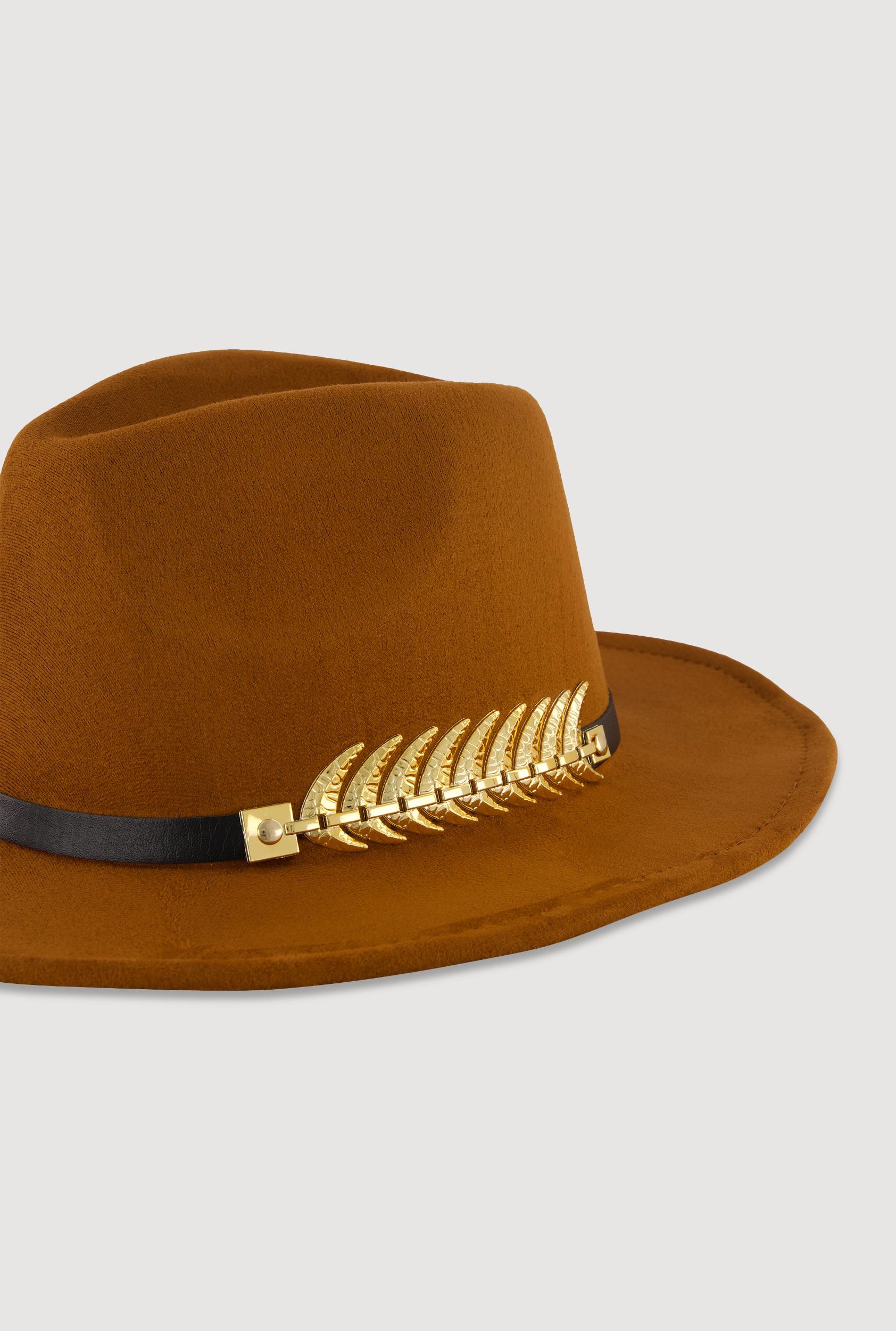 Metallic Detail Hatband Faux Suede Cowboy Hat Female Product Image