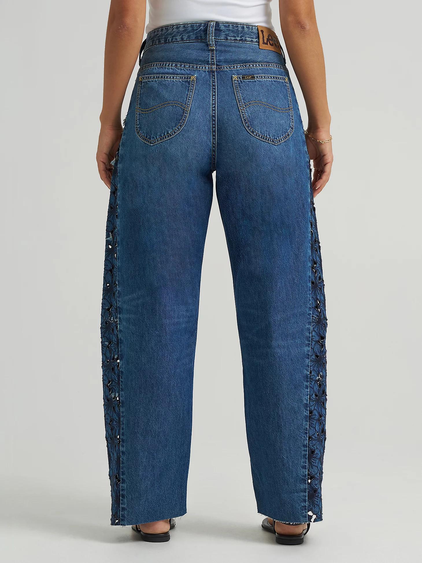 Women's 100% Cotton Lace Side Seam Low Slung Barrel Rider™ Jean | Women's Jeans | Lee® Product Image