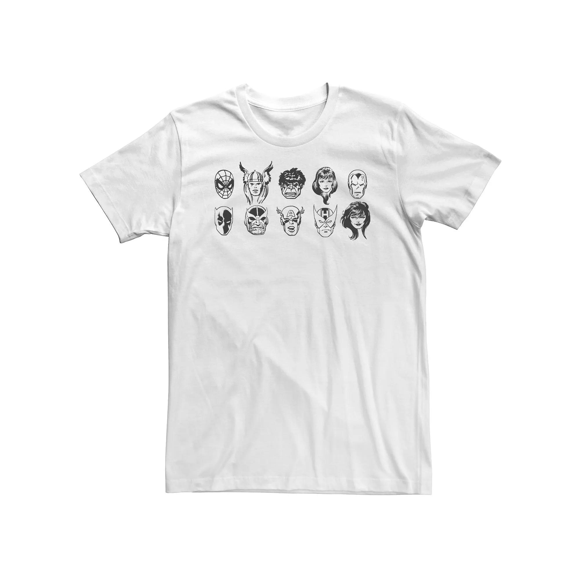 Big & Tall Marvel Character Lineup Heads Sketch Tee, Men's,  Product Image