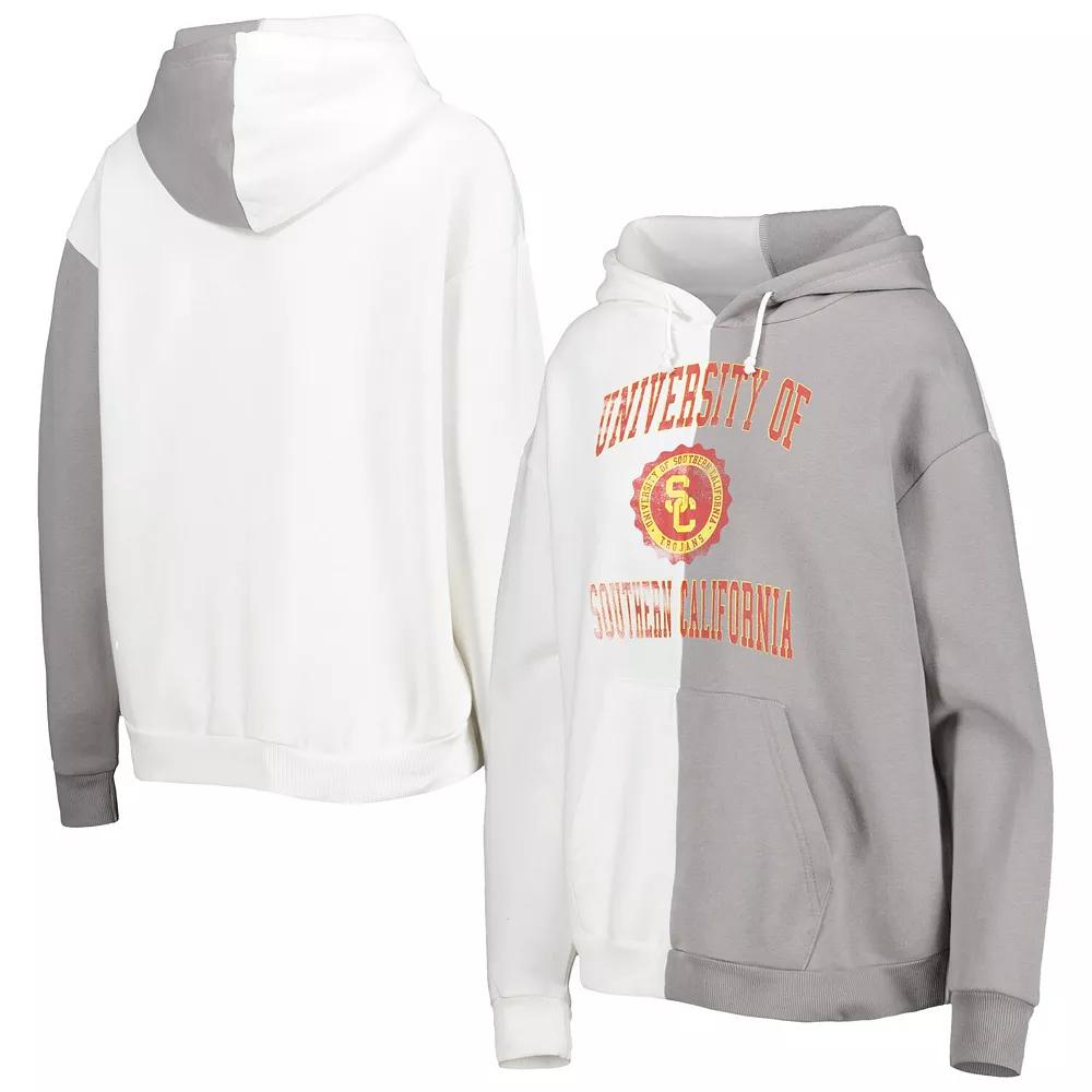 Women's Gameday Couture Gray/White USC Trojans Split Pullover Hoodie, Size: XL Product Image