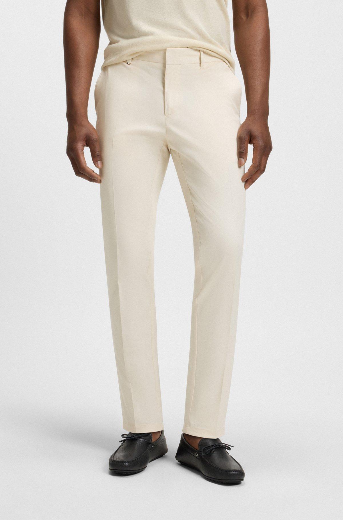 BOSS - Formal trousers in comfort-stretch cotton - White Product Image