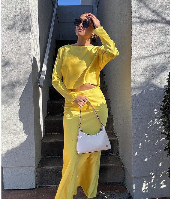 Antonio Melani Blyss Boat Neck Long Sleeve Coordinating Satin Blouse Product Image