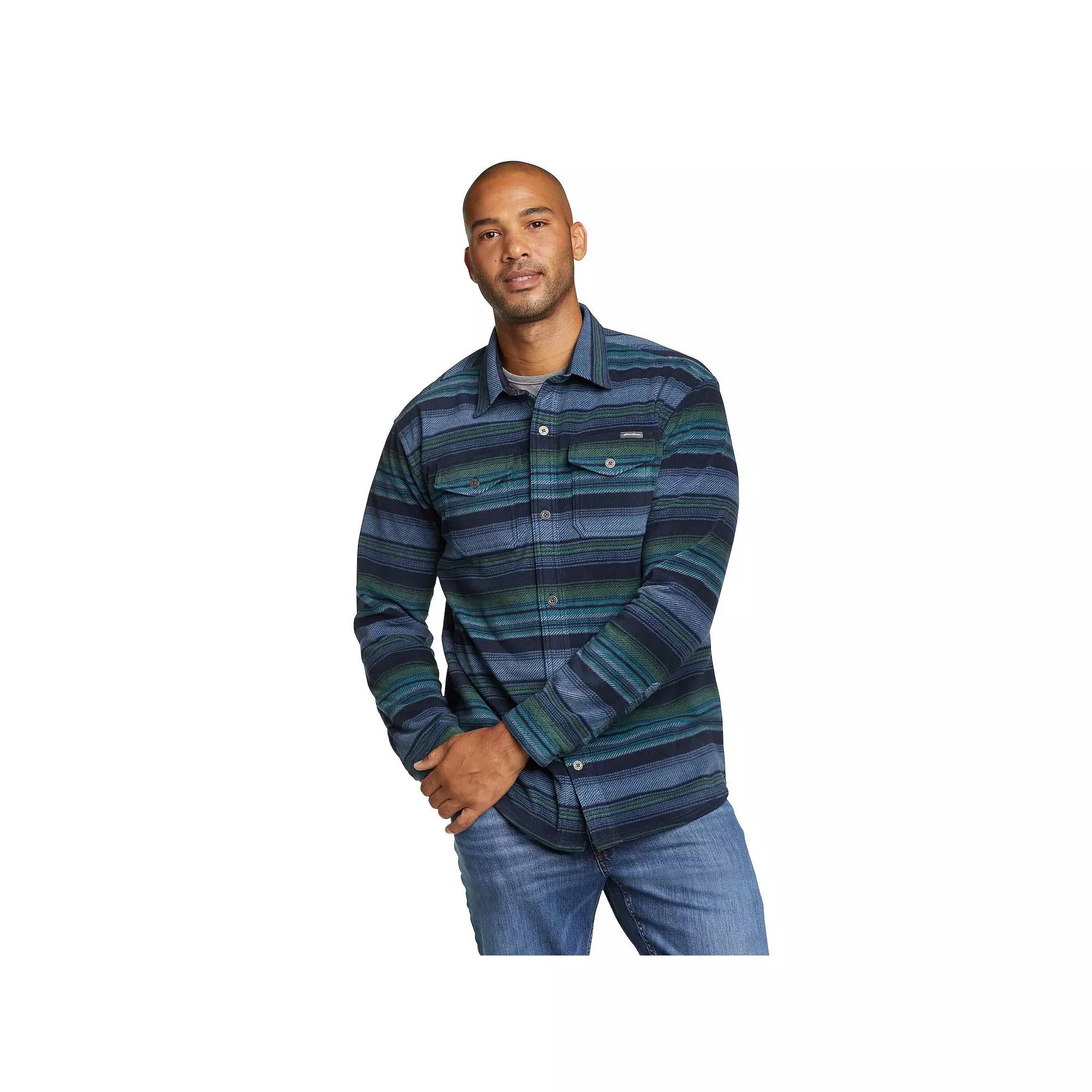 Men's Eddie Bauer Chutes Microfleece Button-Front Shirt, Size: Large, Deep Blue Product Image