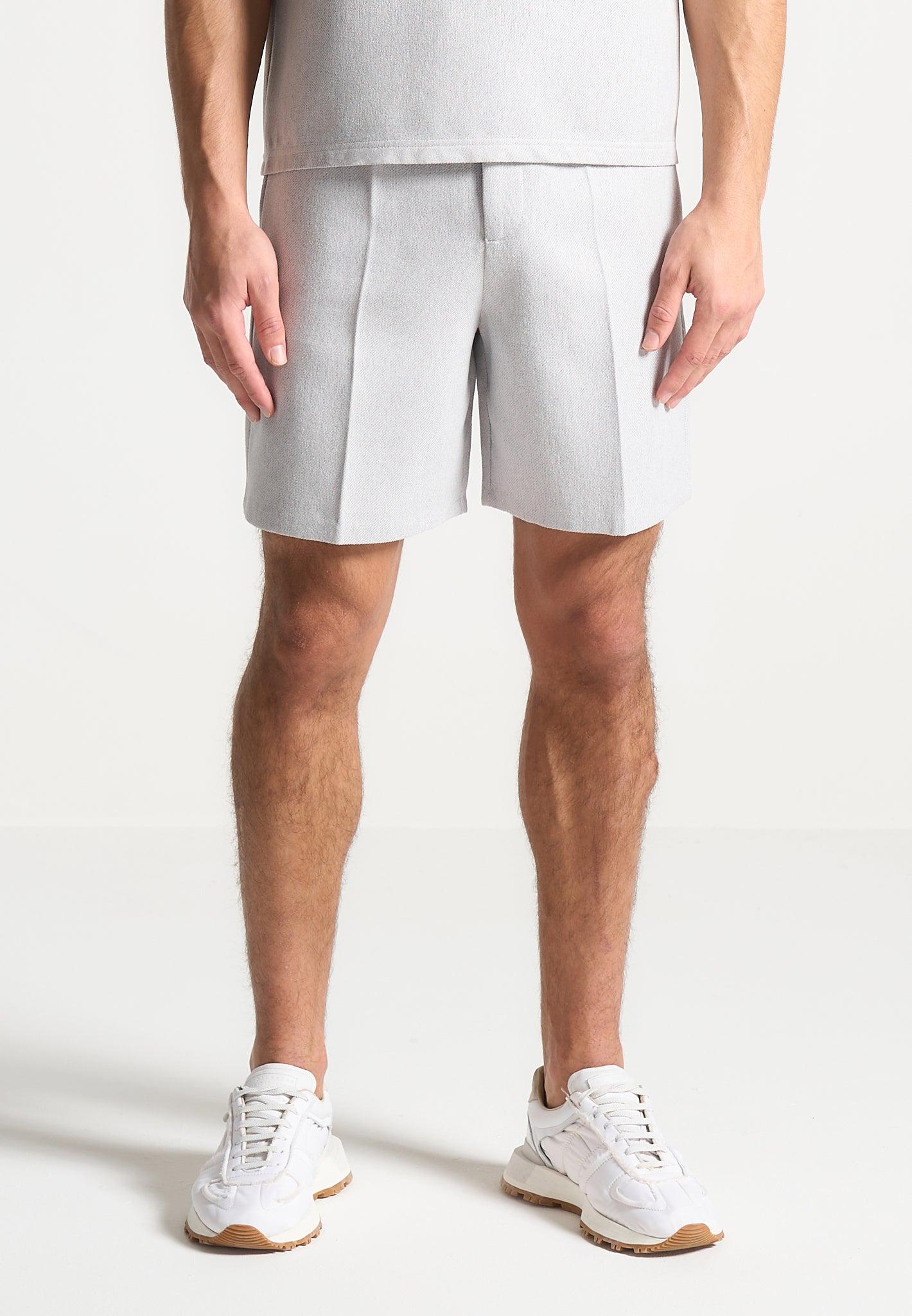 Textured Tailored Shorts - Grey Male Product Image
