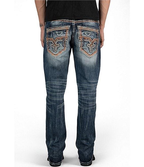 Rock Revival Ryder Straight Leg Fleur-De-Lis-Embroidered-Pocket Jeans Product Image