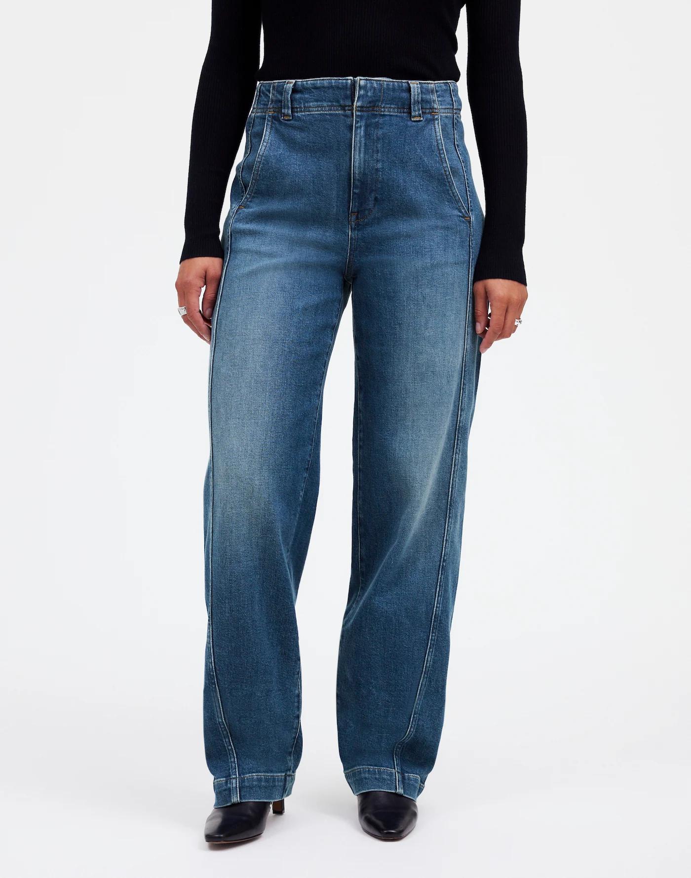 Curvy Tapered Denim Trousers in Calvert Wash Product Image