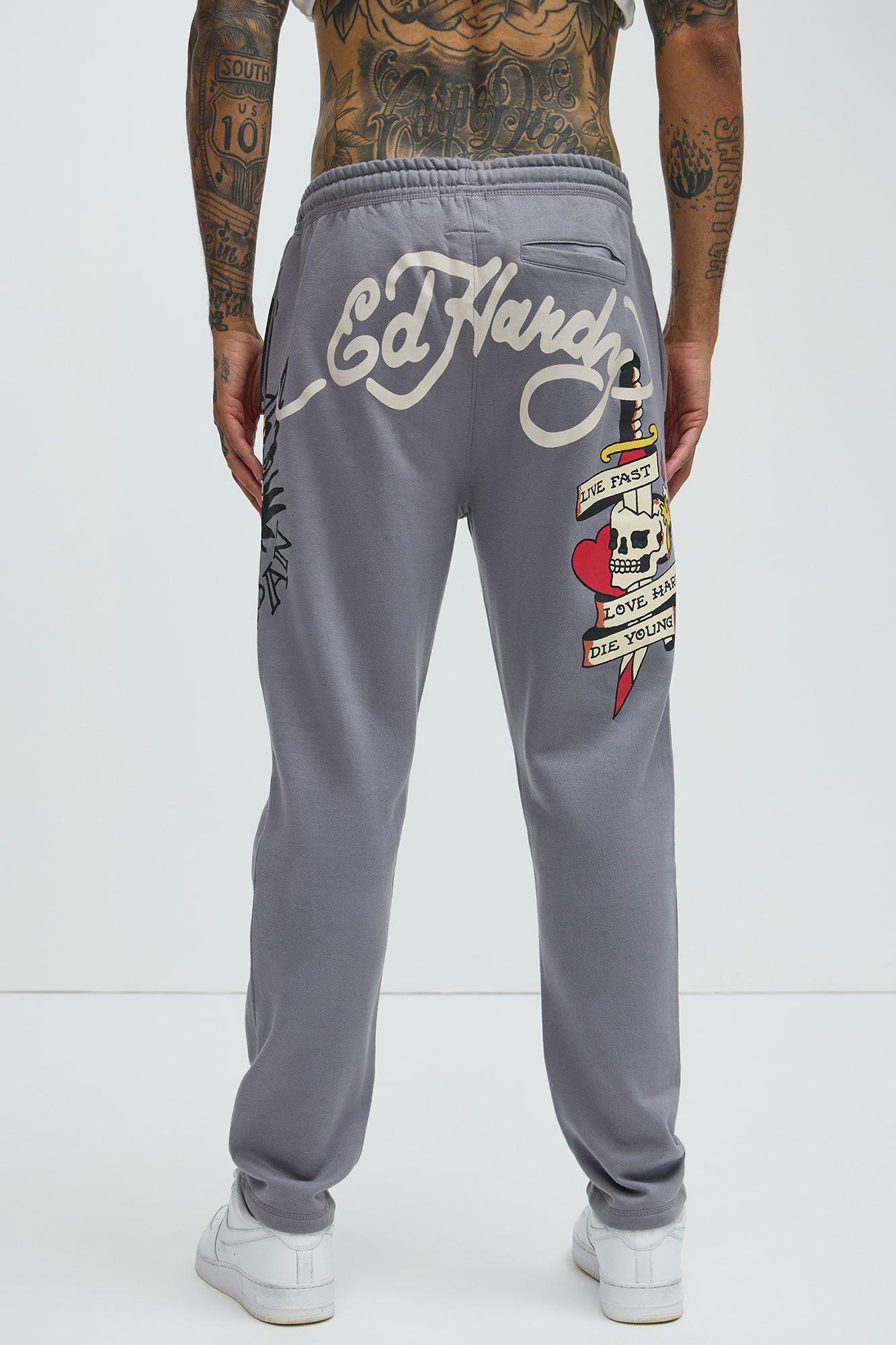 Ed Hardy Love Kills Skull Sweatpants - Grey Product Image