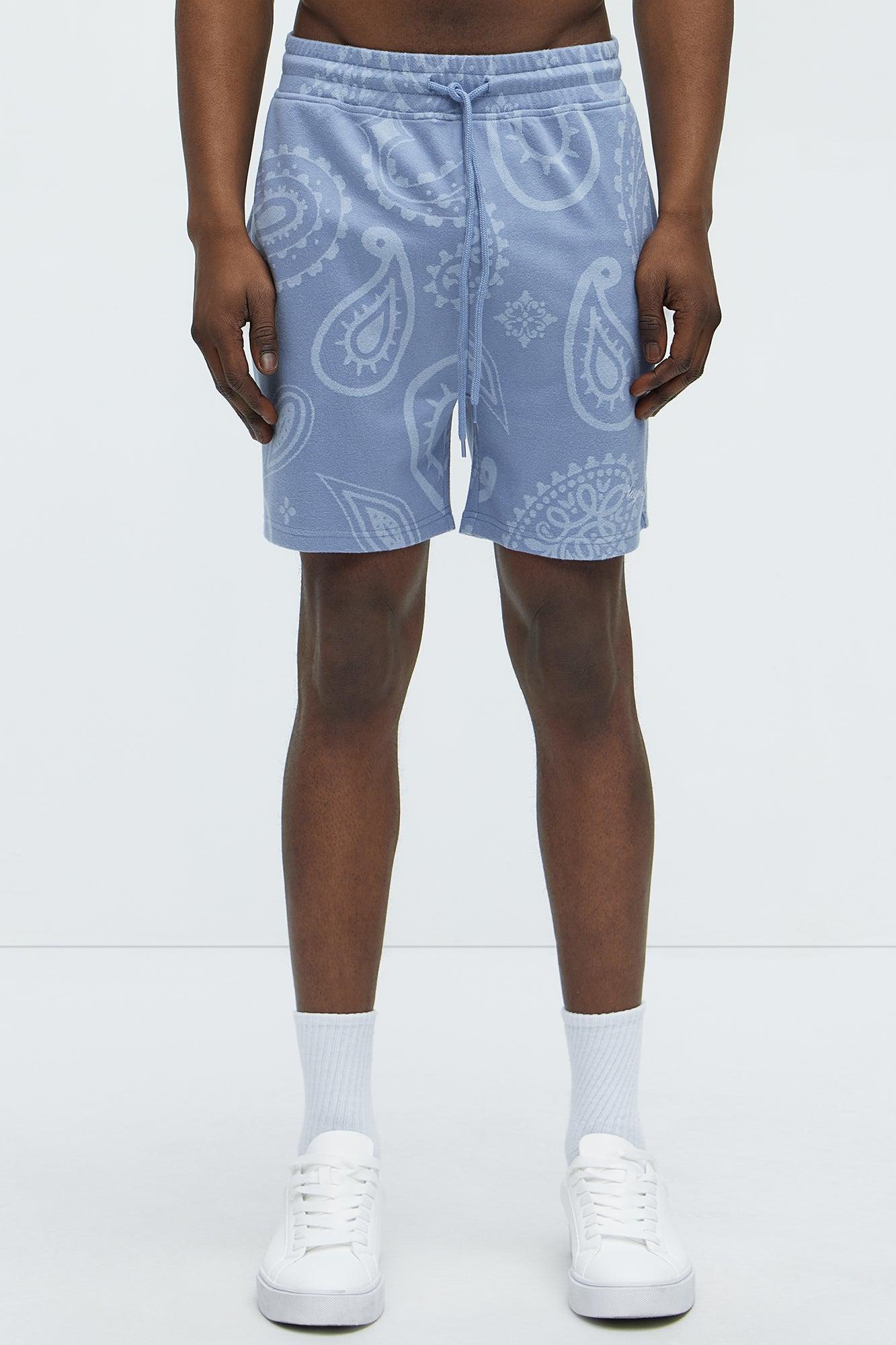 Heritage Paisley Relaxed Shorts - Light Blue Product Image