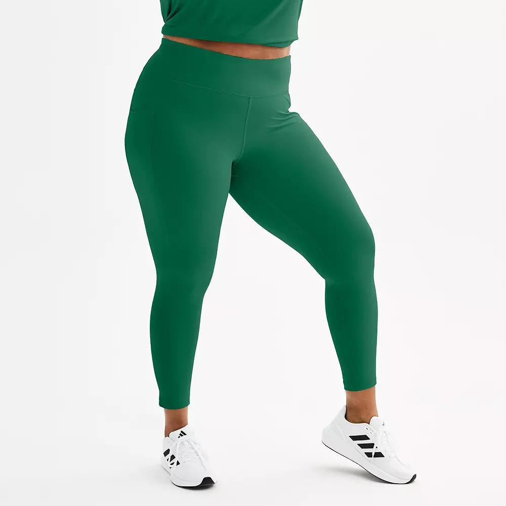 Plus Size Tek Gear® Ultrastretch High-Waisted Side Pocket 7/8 Leggings, Women's, Size: 1XL, Surely Red Product Image