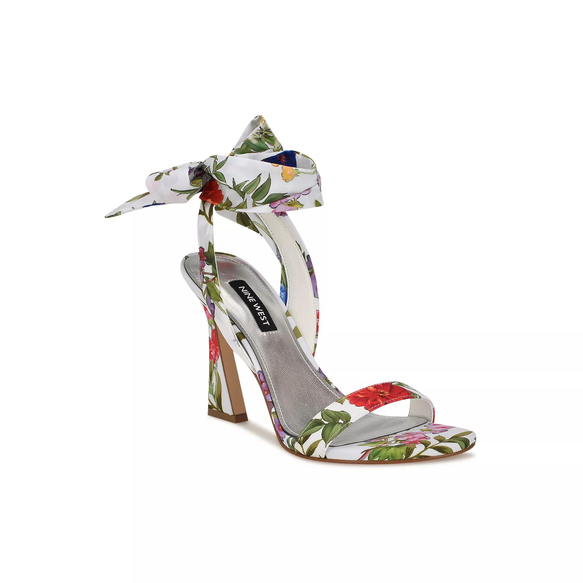 Nine West Kelsie Women's Heeled Dress Sandals, Size: 10, White Garden Print Product Image