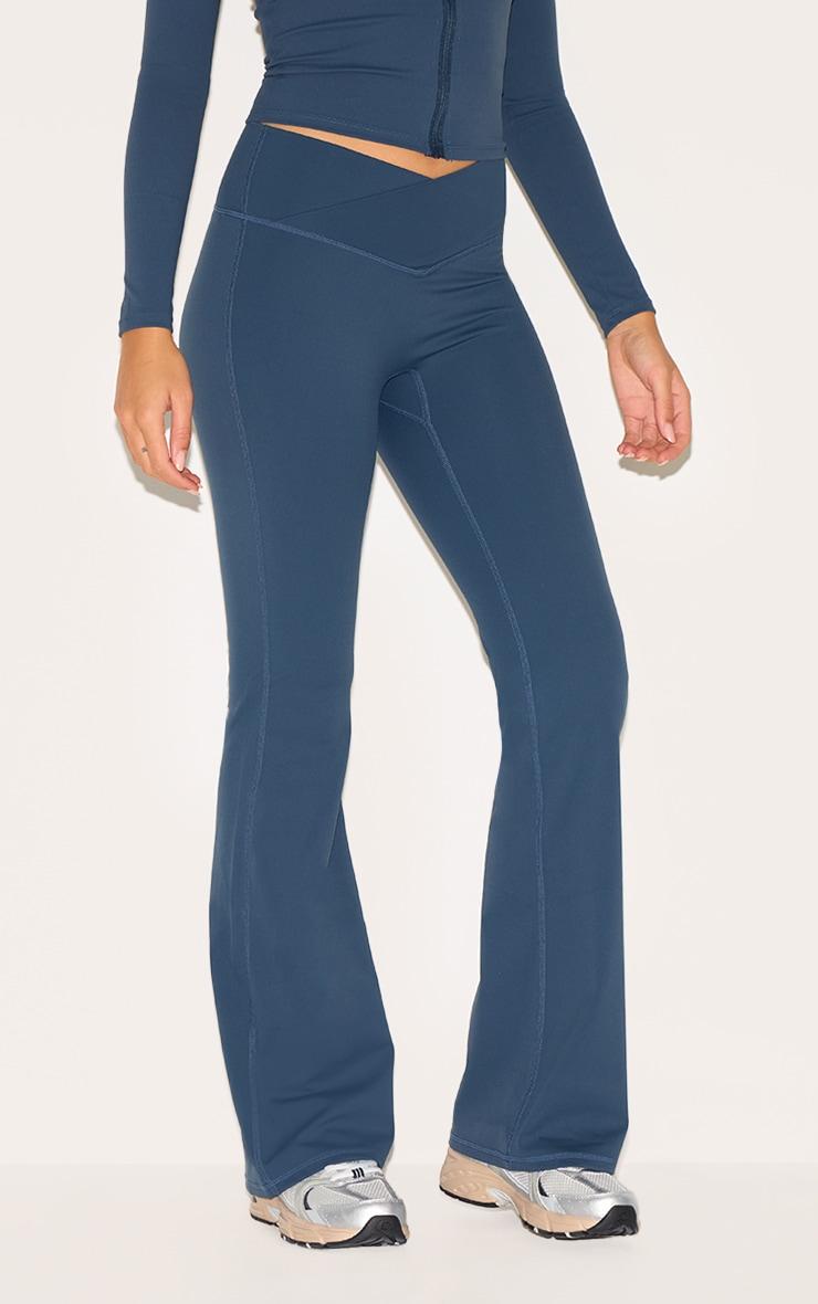 Midnight Blue Sculpt Wrap Waist Yoga Pants Product Image