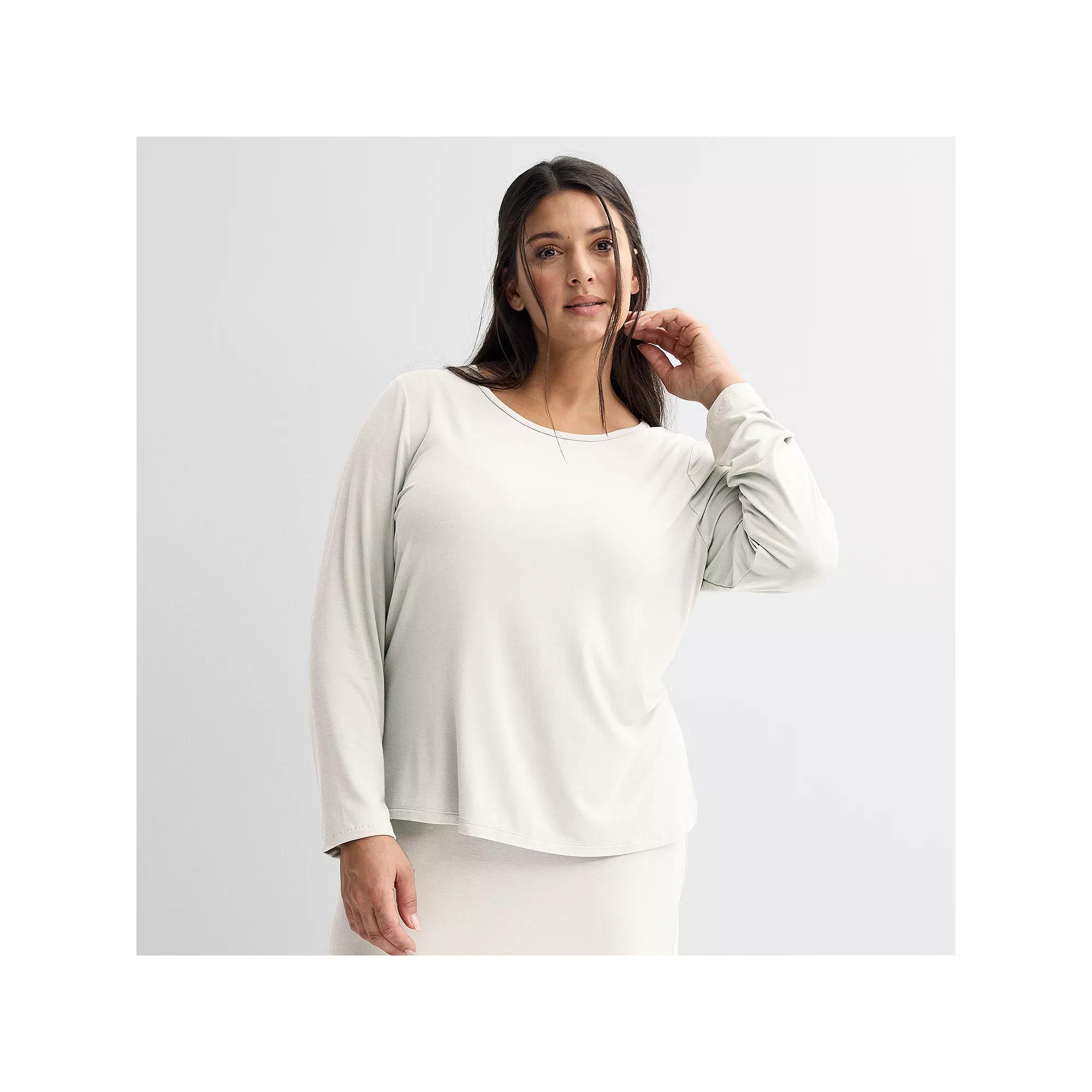 Plus Size Sonoma Goods For Life® Long Sleeve Sleep T-Shirt, Women's, Size: 3XL, Ivory Silk Product Image