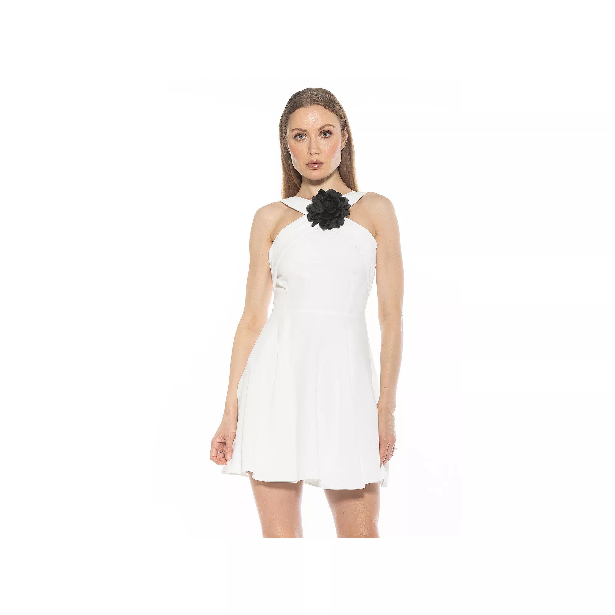 Women's ALEXIA ADMOR Alexi Halter Fit & Flare Dress with 3D Flower Detail,  Product Image