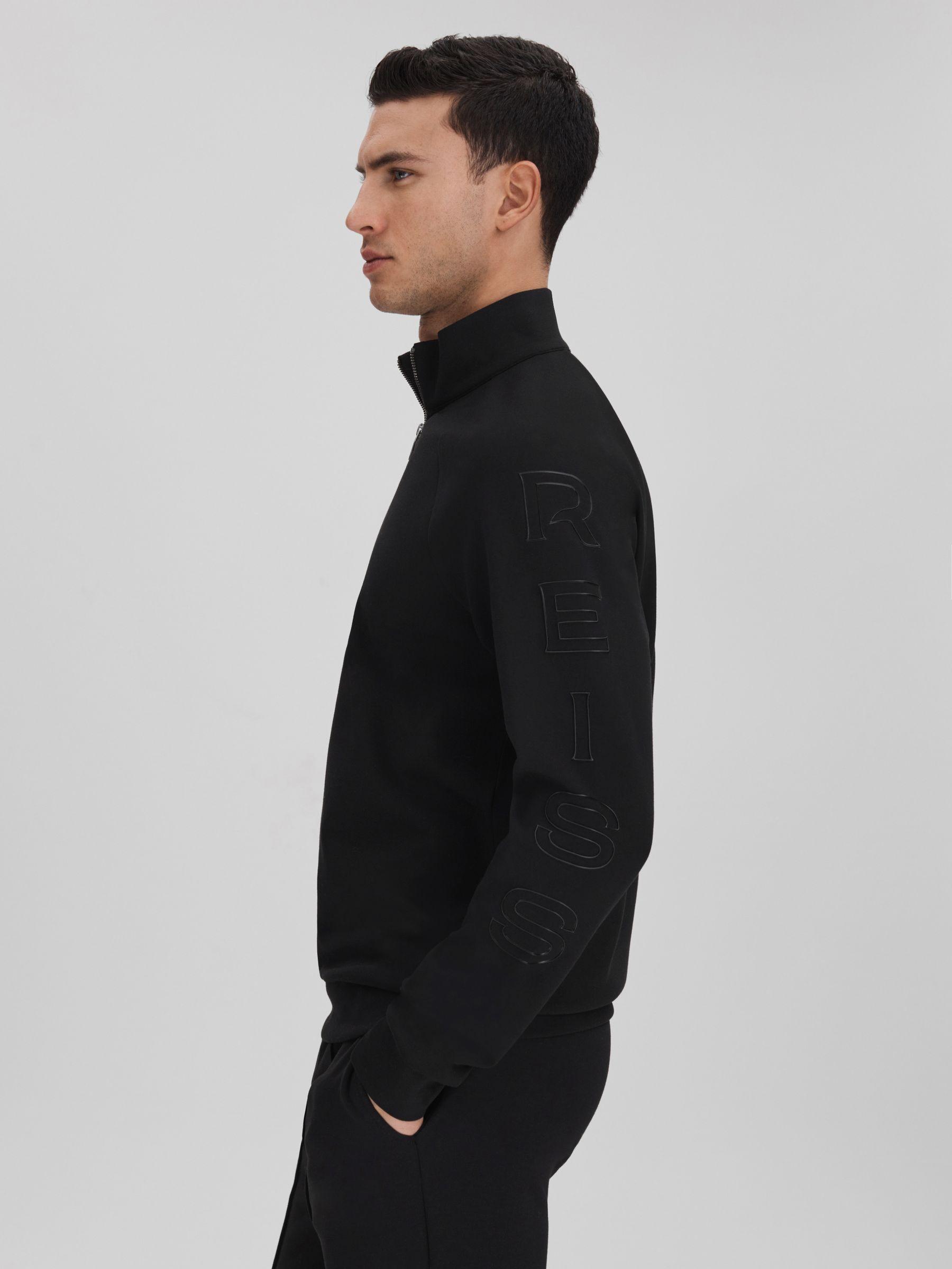 Interlock Jersey Half-Zip Funnel Neck Sweatshirt in Black Product Image