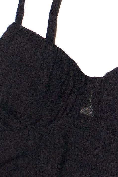 Black Mesh Bustier Crop Top Product Image