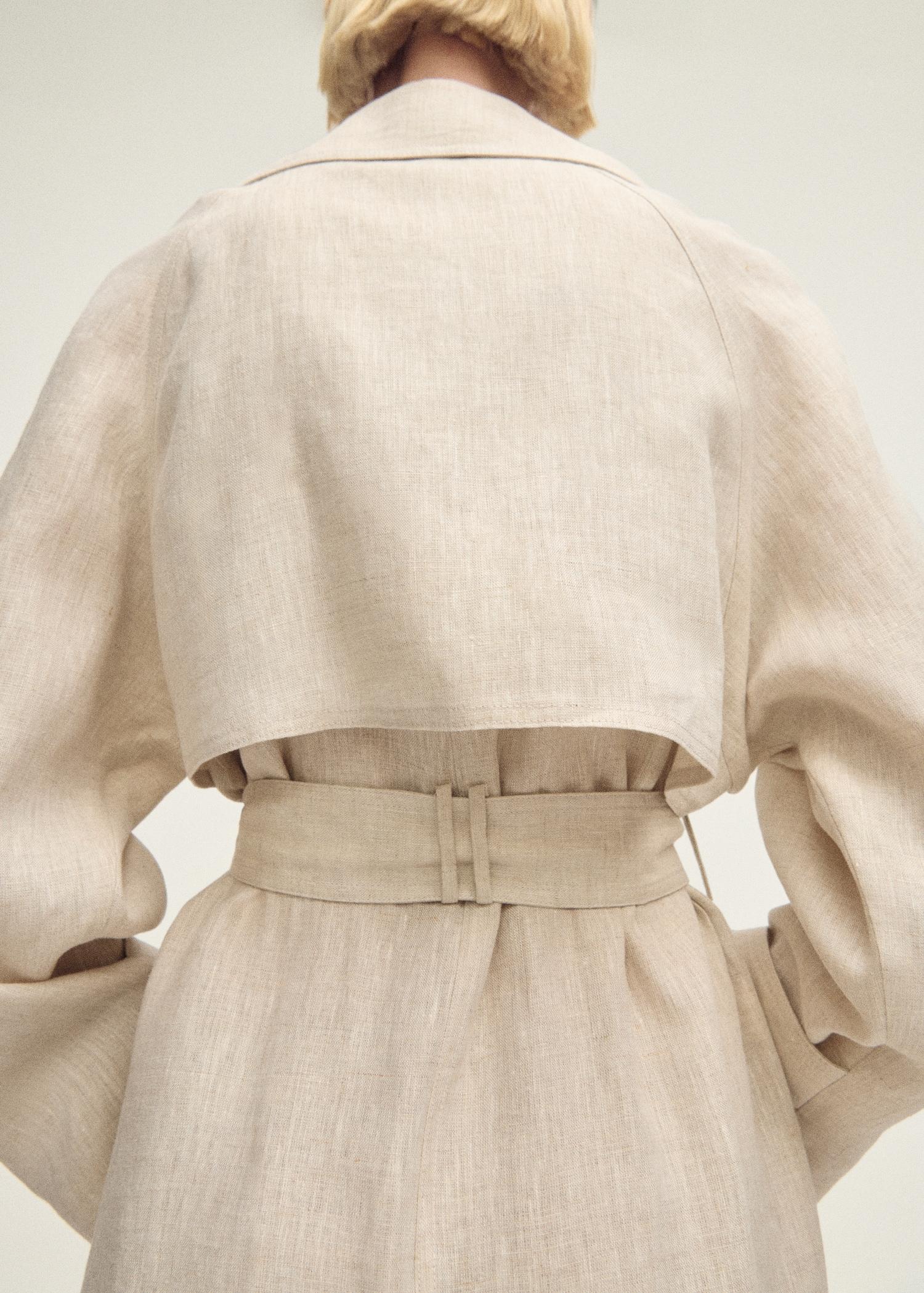 Linen trench coat with pronounced lapels - Women | MANGO USA Product Image