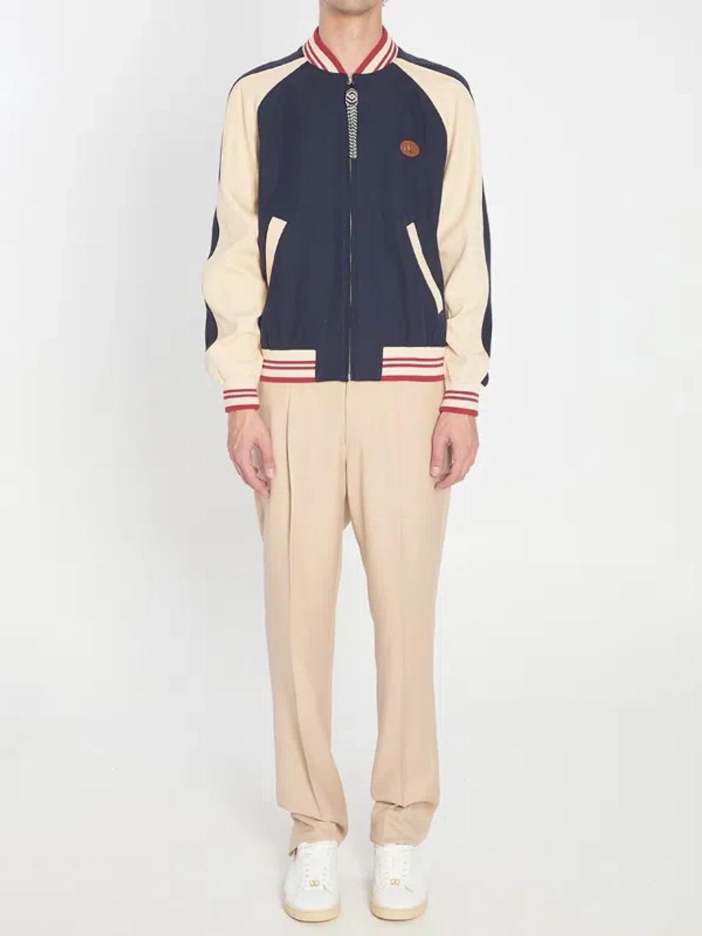 VALENTINO La Chat De La Maison Wool Bomber Jacket In Black Product Image