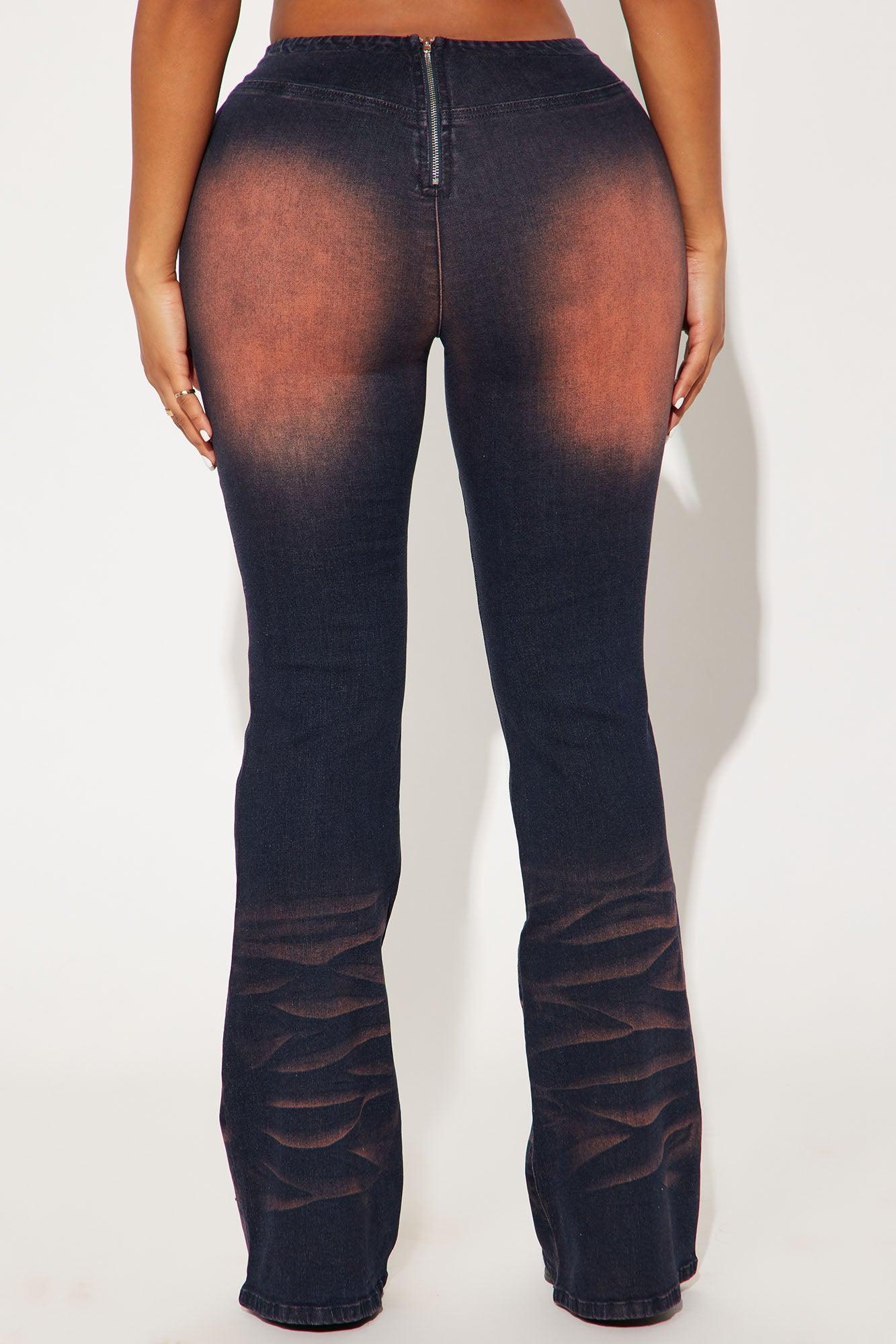 Level Up Mid Rise V Waistband Flare Jeans - Black Wash Product Image