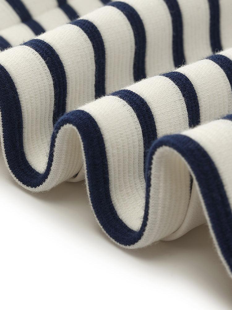 Cotton Striped Single-Breasted Women Crop Jacket Product Image