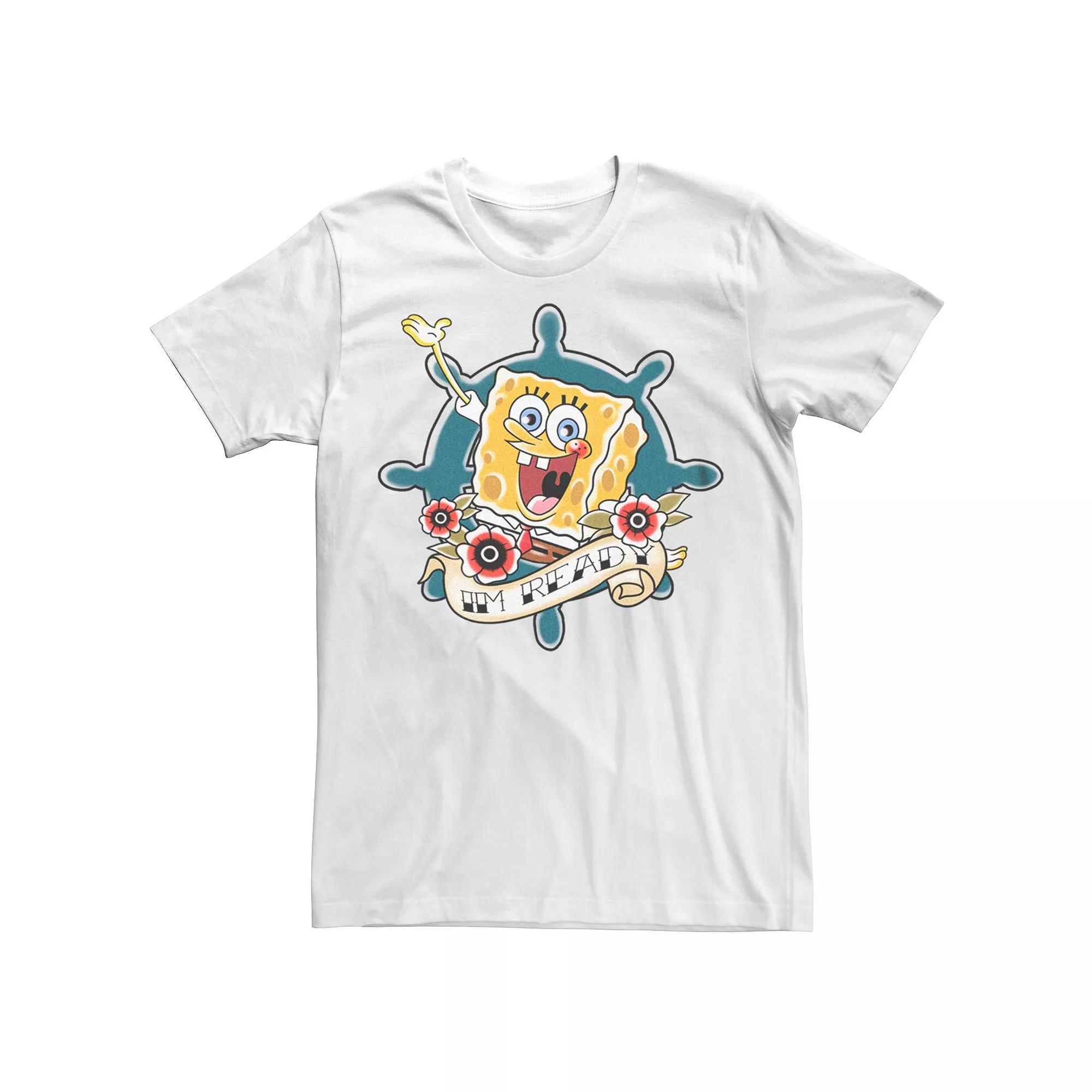 Men's Sponge Bob Im Ready Tattoo Style Tee,  Product Image