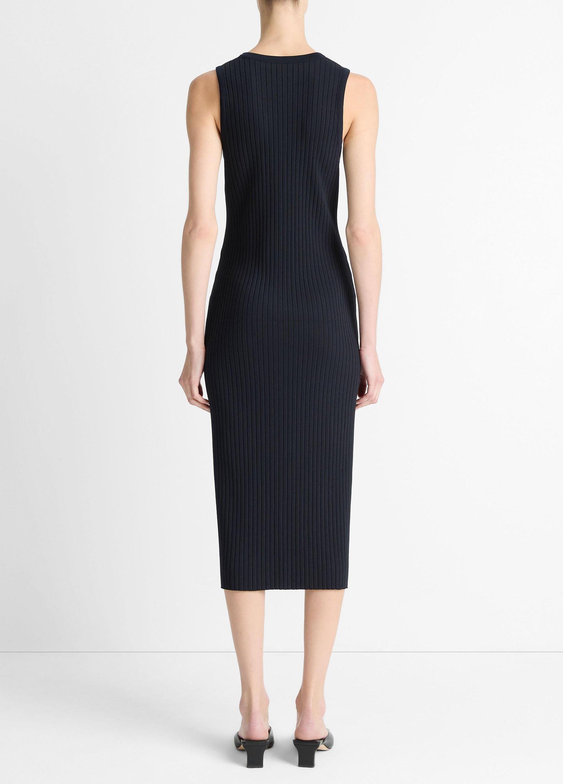 Ribbed Cotton-Blend Button-Front Dress Product Image