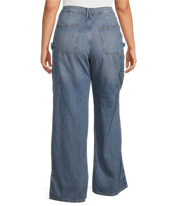 Good American Plus Good Ease Mid Rise Wide Leg Carpenter Jeans Product Image