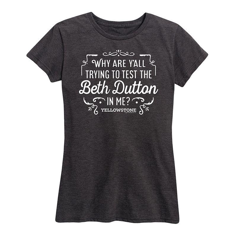 Womens Yellowstone Trying To Test Graphic Tee, Girls Grey Blue Product Image