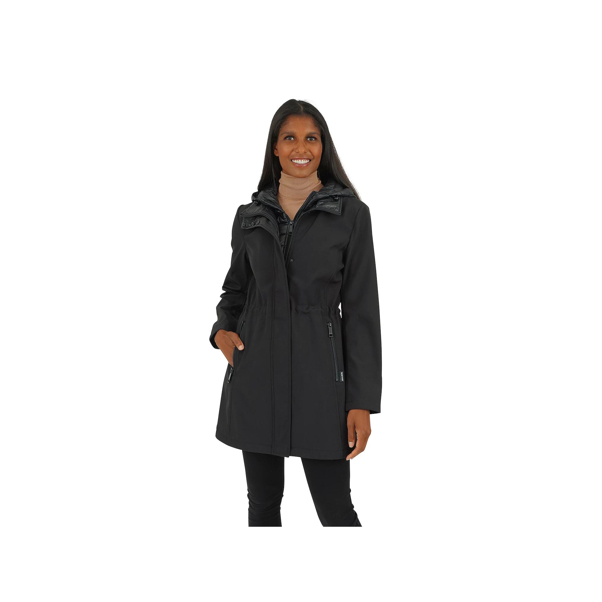 Women's Nine West Thermafleece Hooded Softshell Jacket, Size: Large, Black Product Image