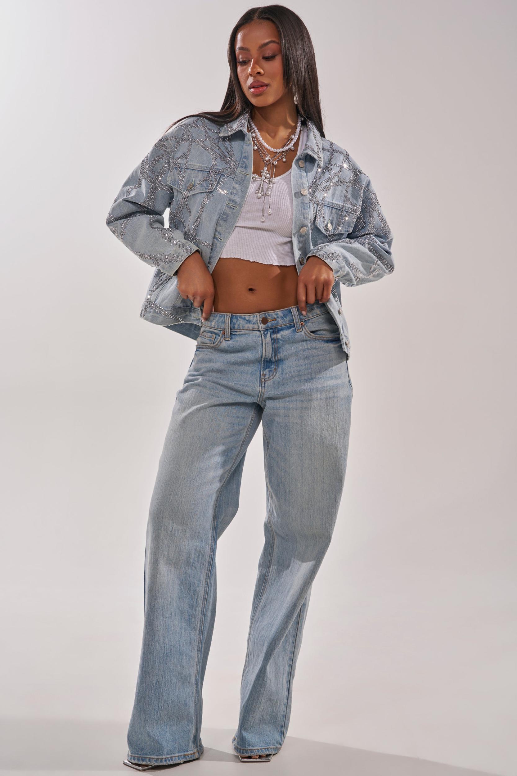 TWILIGHT ZONE RHINESTONE DENIM JACKET Product Image