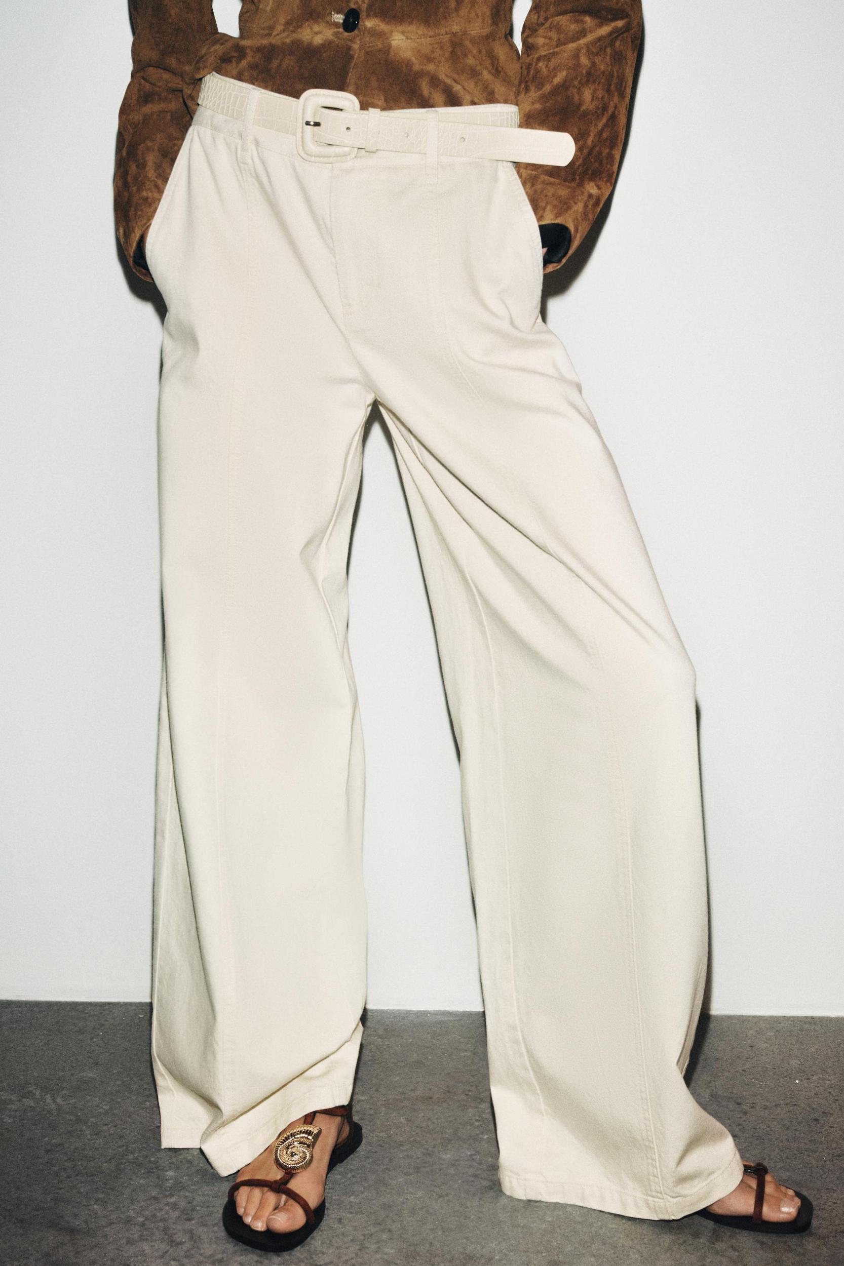 WIDE LEG BELTED PANTS Product Image