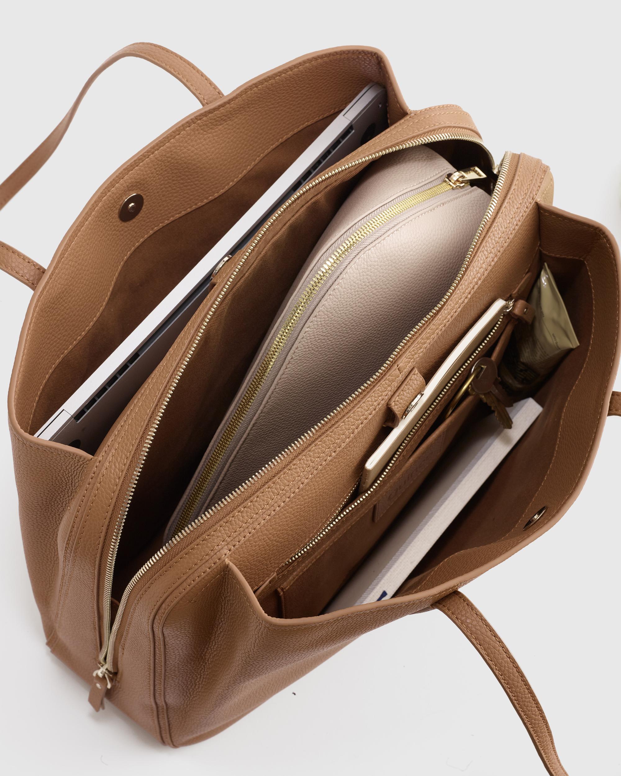 Quince | Women's Italian Leather Triple Compartment Work Tote Product Image