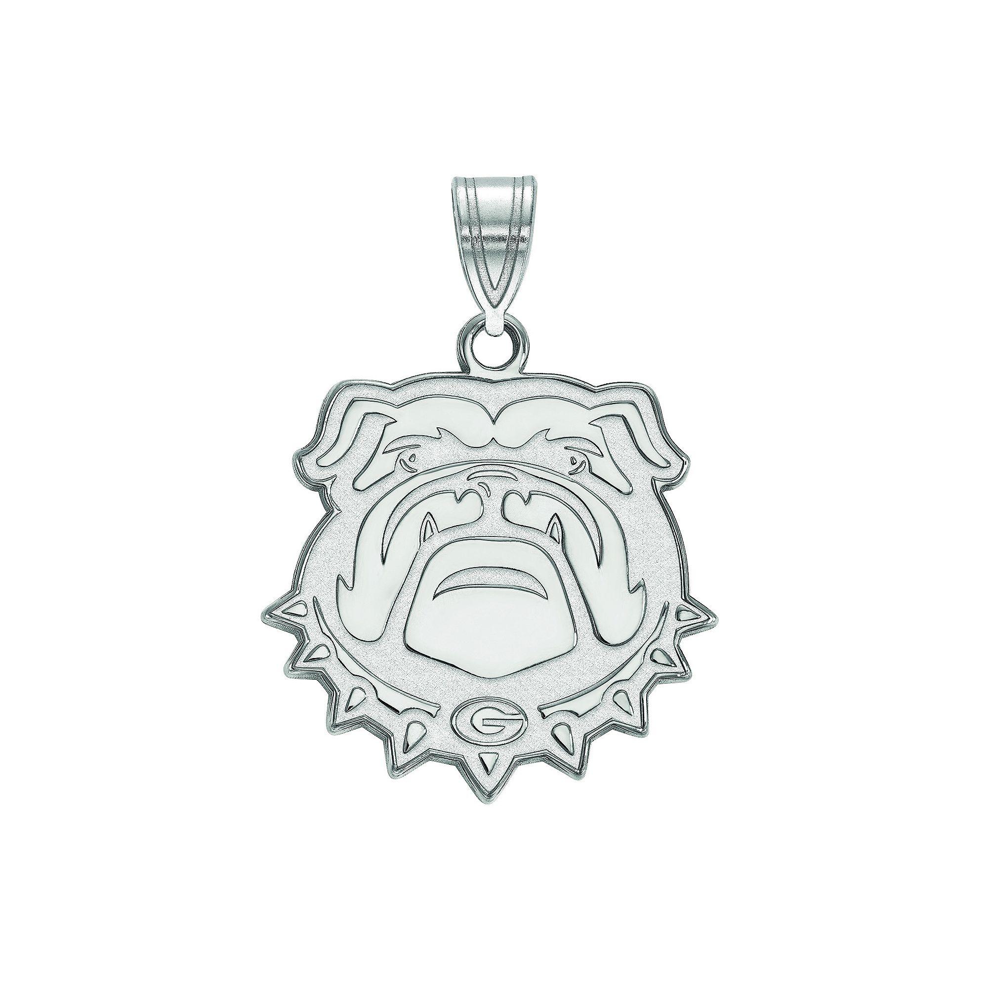 LogoArt Georgia Bulldogs Sterling Silver Rhodium Plated Large Pendant, Women's, Size: 26 mm Product Image