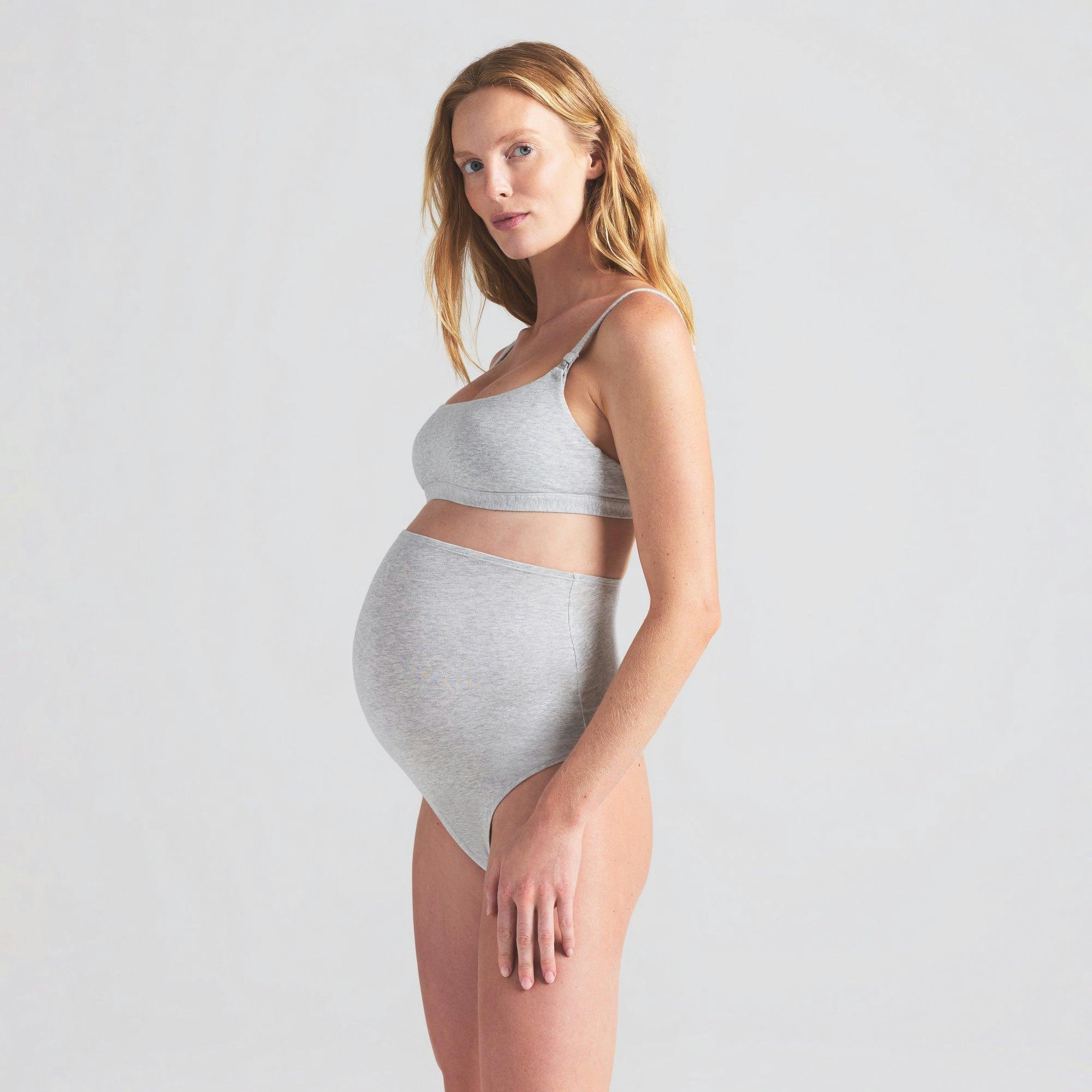 COTTON JERSEY MATERNITY NURSING SCOOP BRALETTE | LIGHT HEATHER GREY Product Image
