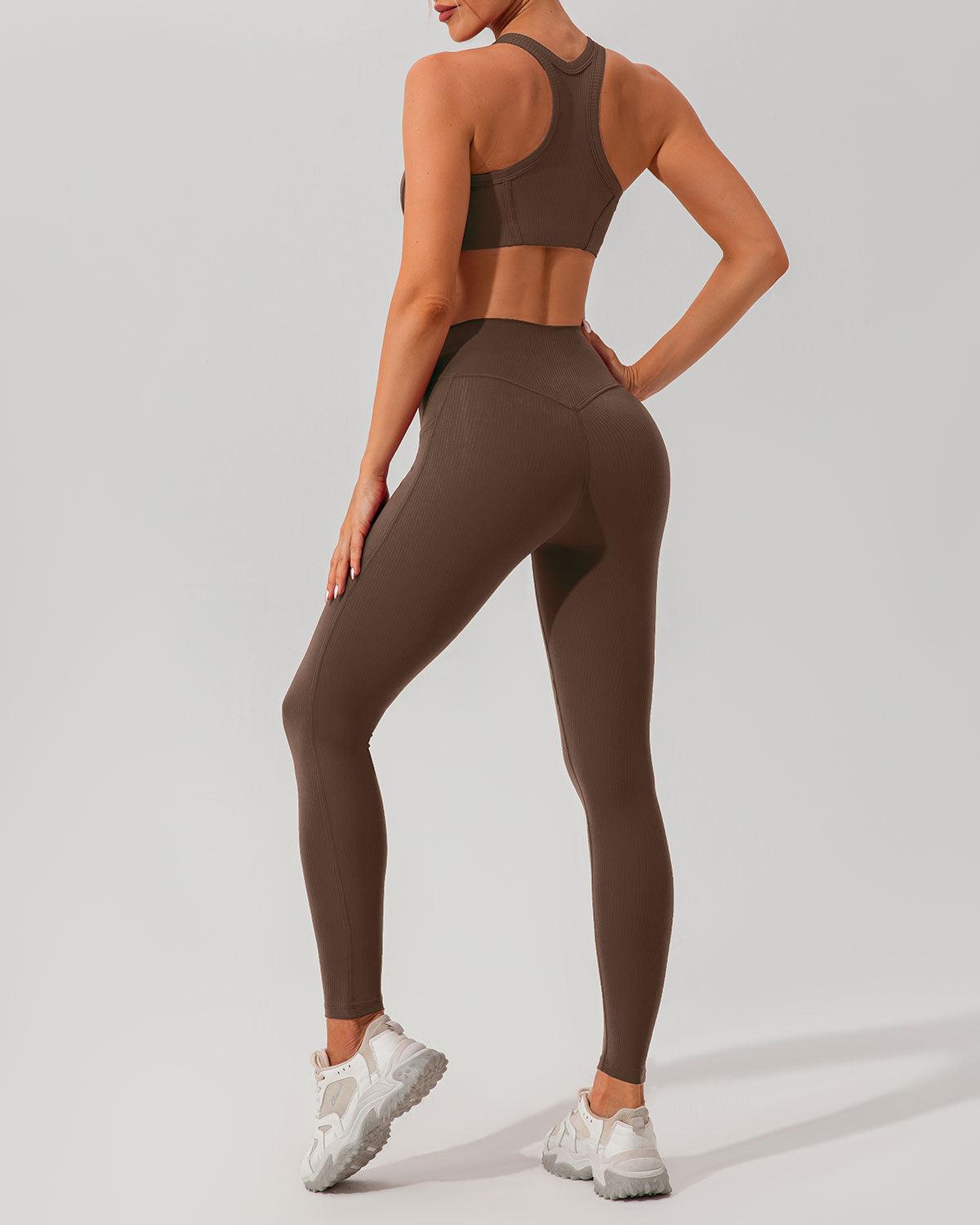 Brown Quick-drying High Waisted Yoga Leggings Product Image